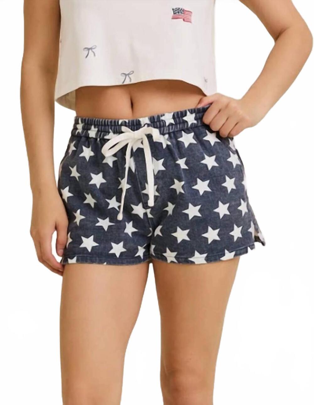 NEW SUNDAY EDITION star print denim shorts in navy blue